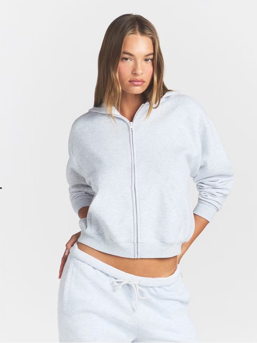 Skims Classic Zip Up Hoodie Grey